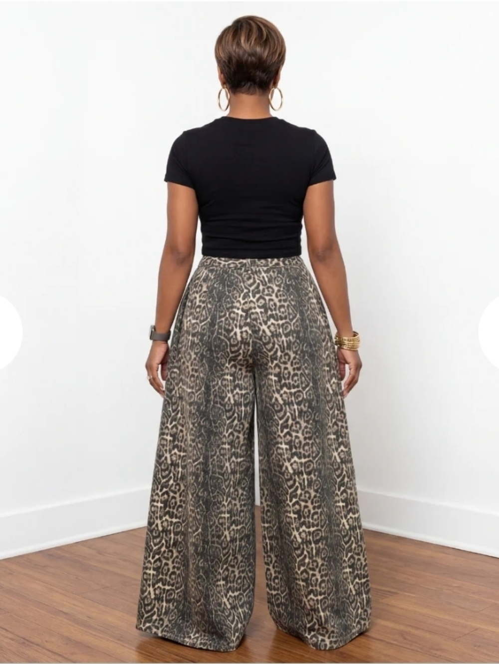 NEW!!! Leopard Print Wide-Leg Pants With Pockets, NWT - Picture 3 of 7